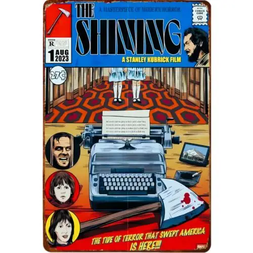 1 pcs,Vintage Stephen King Horror Film The Shining Metal Sign Wall Decor 12 x 8 Inch