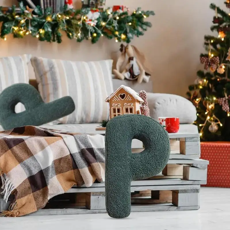 Coussin Décoratif Doux avec Initiales de l'Alphabet, Lettres Anglaises de A à Z