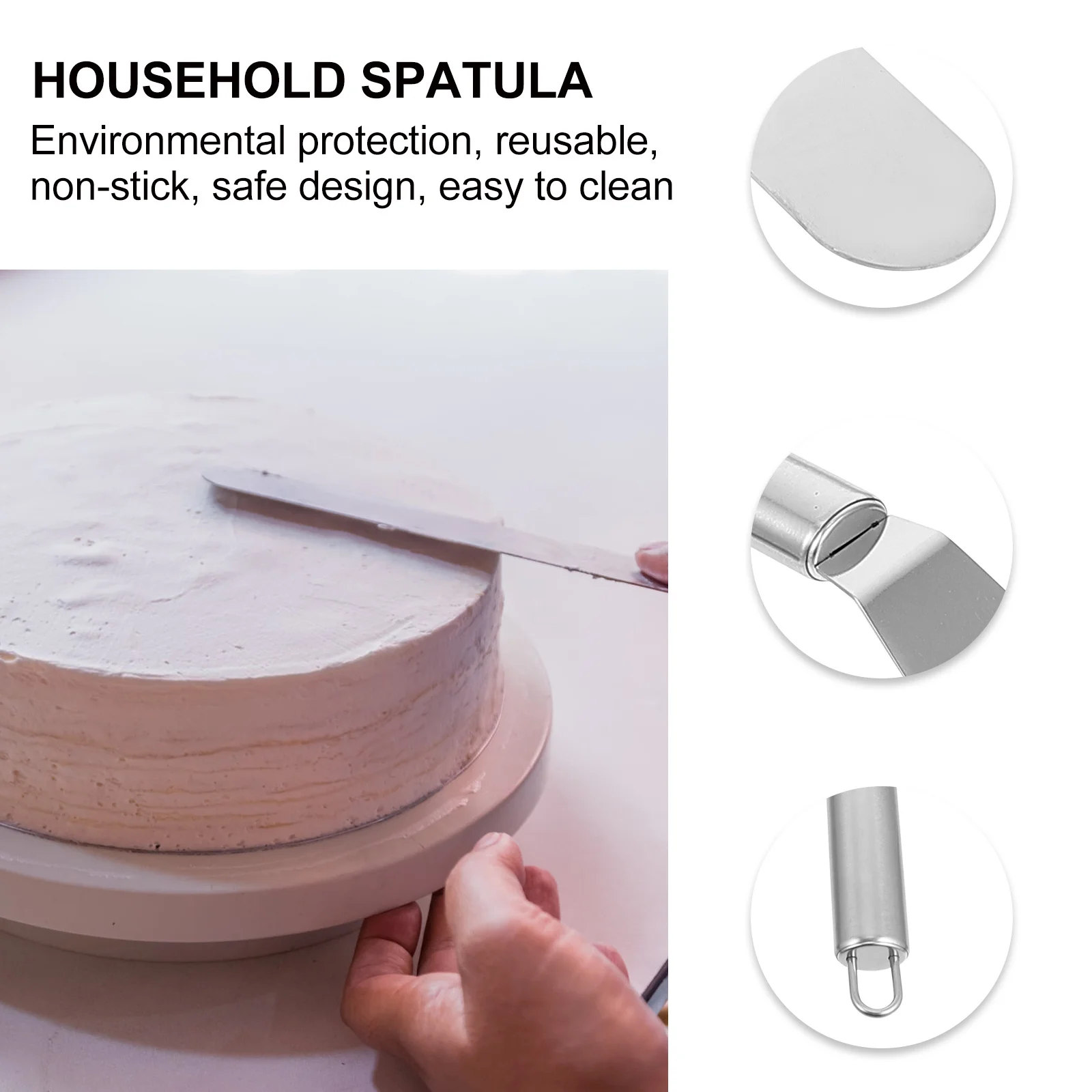 

3Pcs Heavy Duty Cake Spatula Set Stainless Steel Baking Tools Heat Resistant Non-Slip Edge Easy Storage Dishwasher Safe