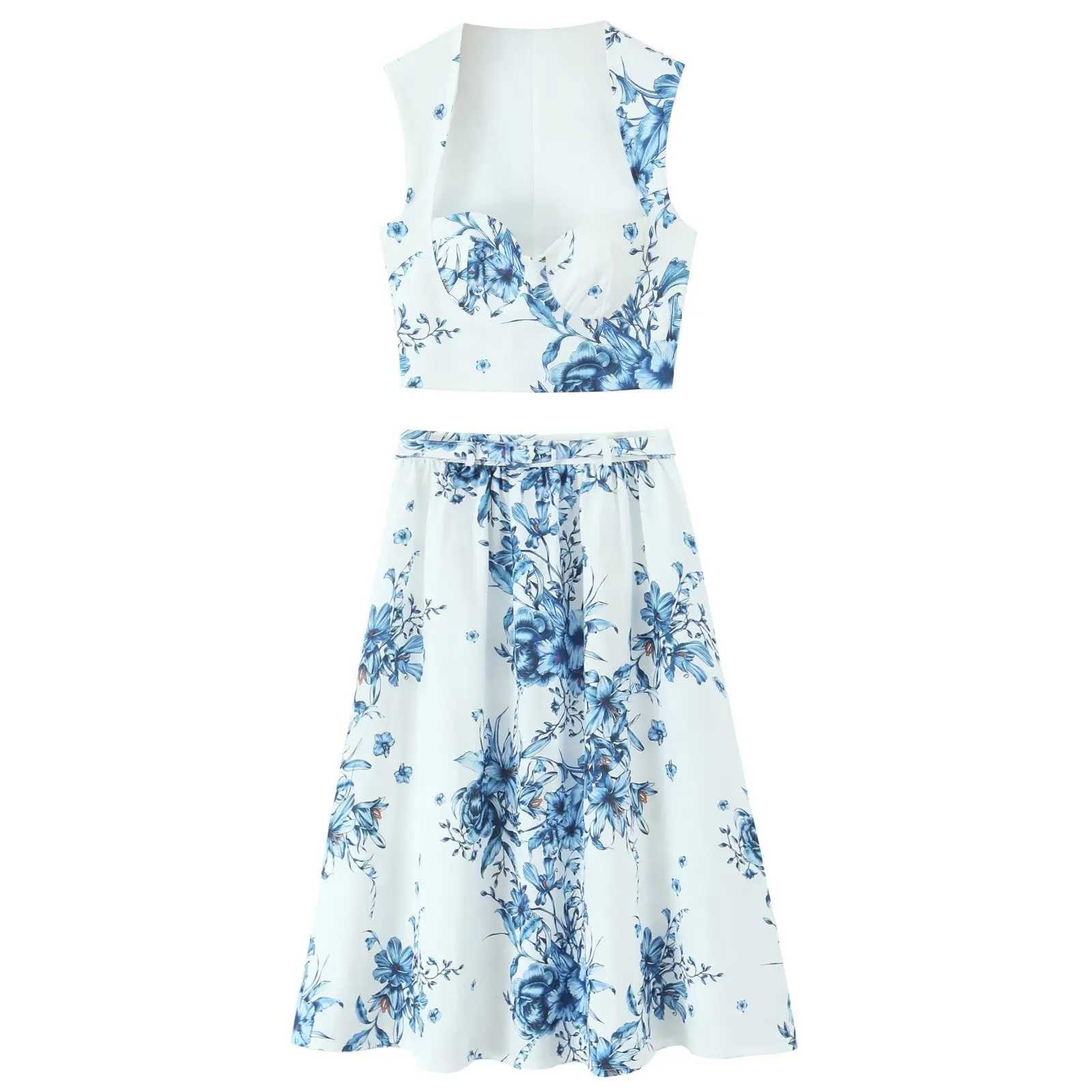 

Taop&Za women's clothing 2025 summer new style hot girl style printed short top 5039129 printed long skirt 5039130