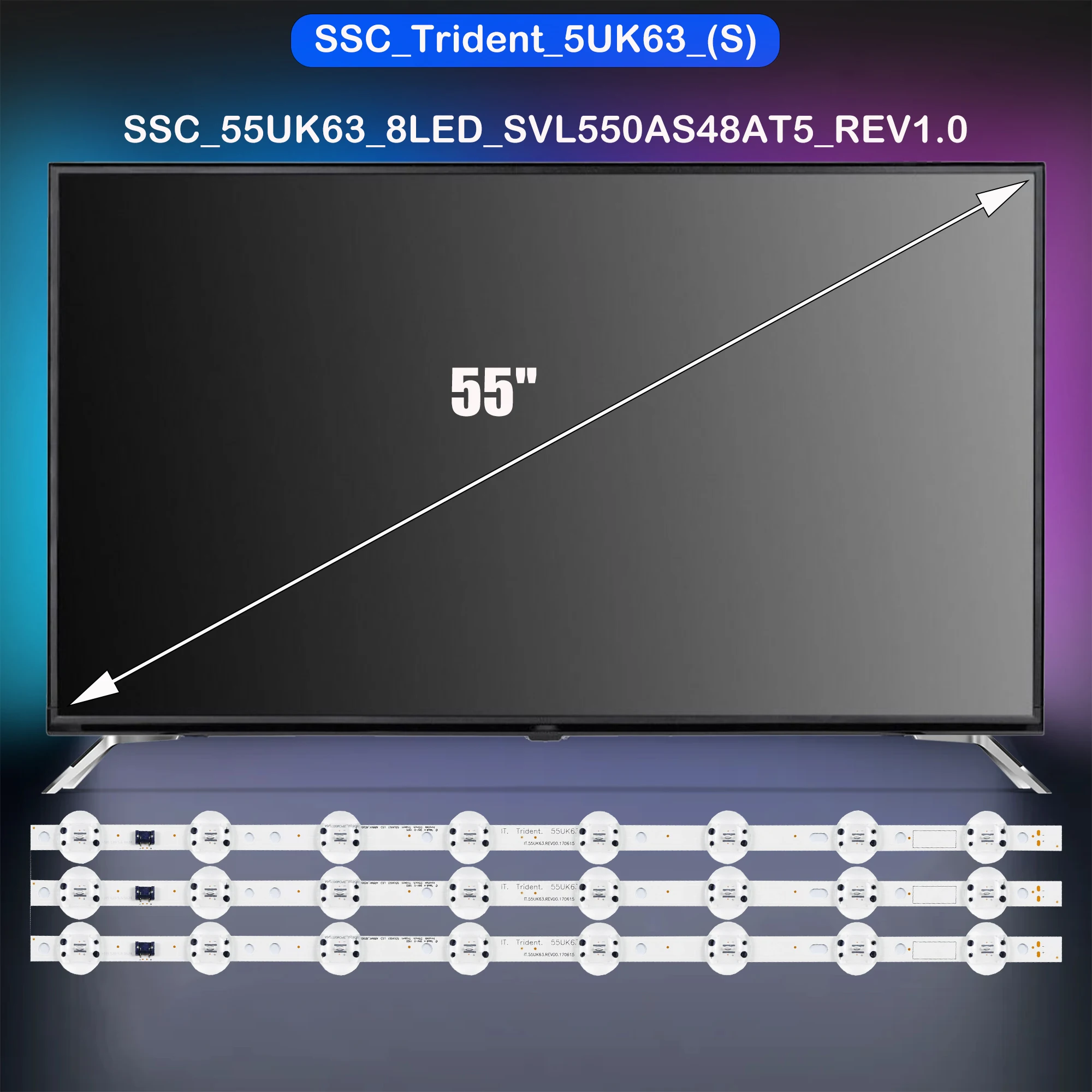

Светодиодная лента подсветки для 55UK6300PLB 55UK6450PLC 55UK6200PUA 55UK6200PUE SVL550AS48AT5 55UK6470PLC 55UK6450PLC 55UK6300MLB