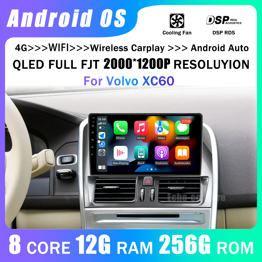 

Android 14 Car Radio Wireless CarPlay Radio For Volvo XC60 2007 - 2013 4G Android Auto Car Multimedia GPS Autoradio