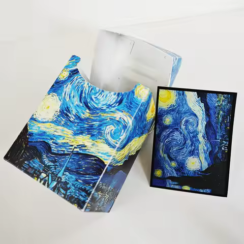 Van Gogh Starry Night Card Storage Case/Protect Store Valuable Cards 100+, Card Sleeves 66x91mm/60Pcs, Gift for Card Collectors