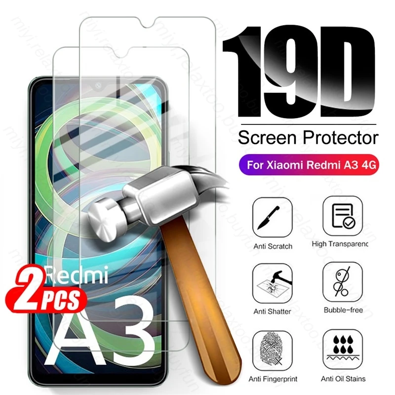 For Xiaomi Redmi A3 4G Case 2PCS 19D Protective Glass RedmiA3 A 3 3A 4G Tempered Glass Screen Protector Redmy Readmi A3 4G 2024