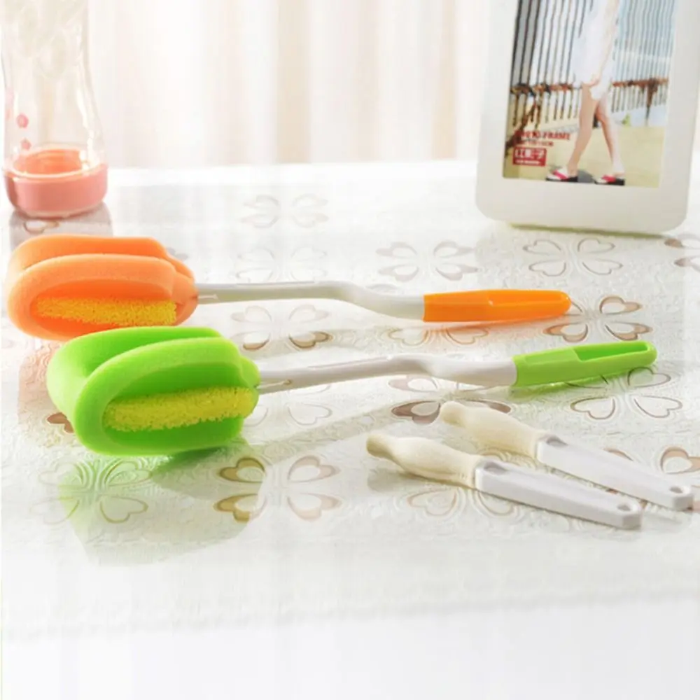 

Soft Head Baby Bottle Cleaning Brush Set 360° Cleaning BPA-Free Water Bottle Brush Infant Nipple Brush Long Handle
