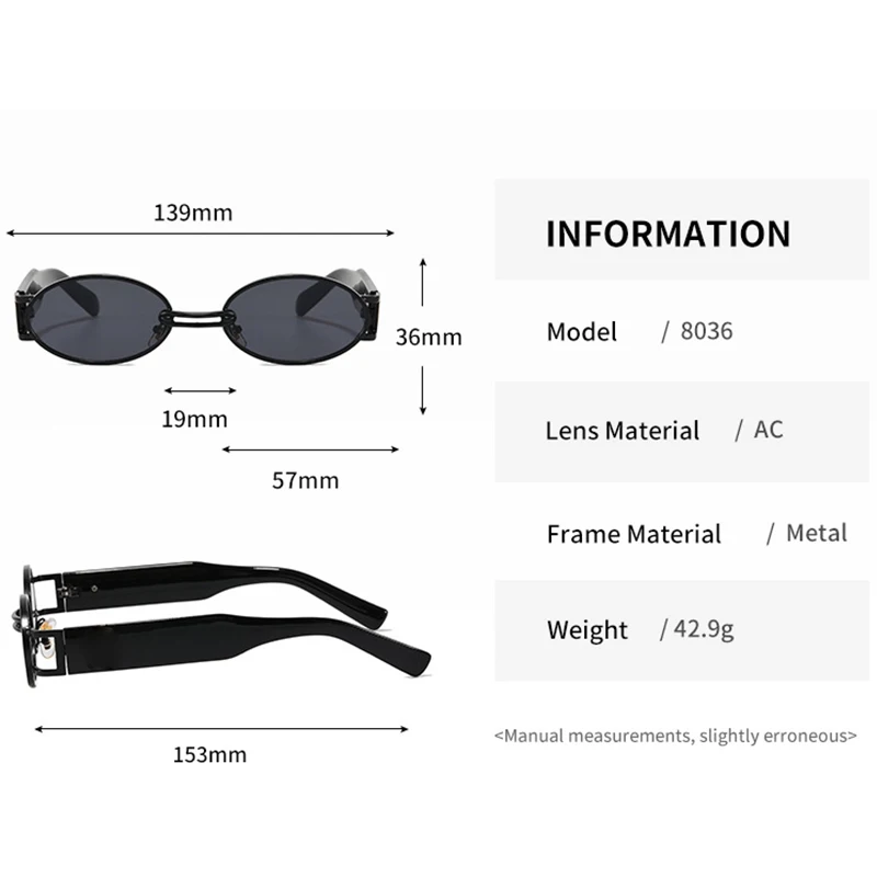 Neue Vintage ovale Sonnenbrille Frau ins kleine Retro Punk Sonnenbrille für Frauen Luxusmarke Designer UV400 Schutz