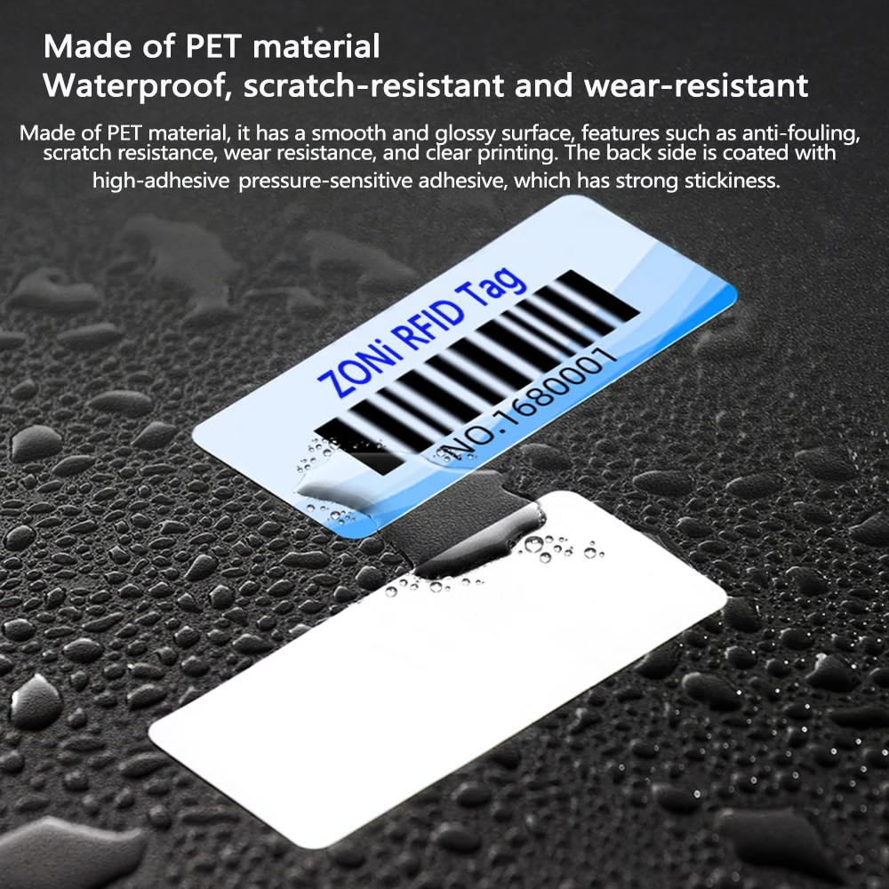 RFID UHF Tag PET Adesivo Resistente ai liquidi 18000-6C EPC Classe 1 Gen 2 860-960 MHz NXP U8 Chip Etichetta PET elettronica 915 MHz 20 PZ