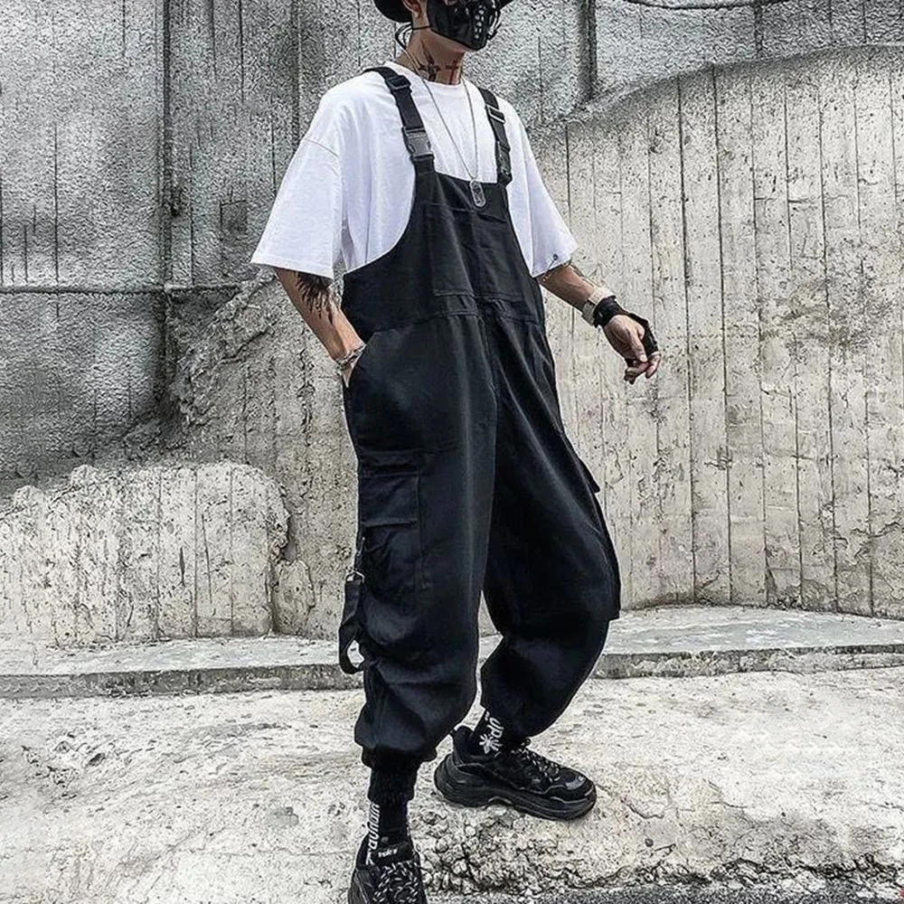 2024 Spring And Autumn Mens Casual High Quality Overalls American High Street Hip-Hop Fashion Solid Color Amei Khaji Overalls