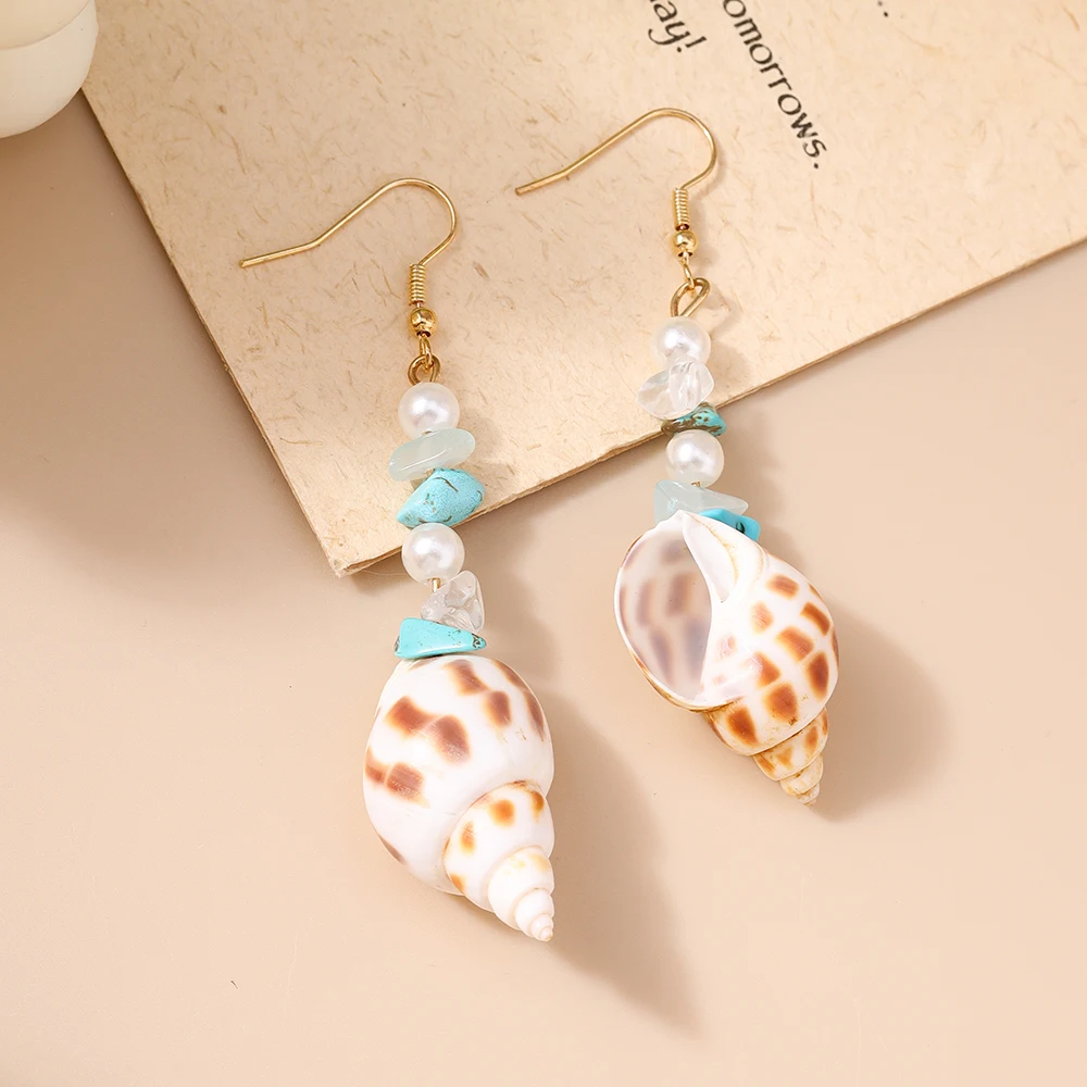 Aihua Mode Sommer Strand Perle Muschel Ohrringe für Frauen Mädchen Nette Boho Seestern Ohrringe Neu In Meer Schmuck Geschenke – Detail 8