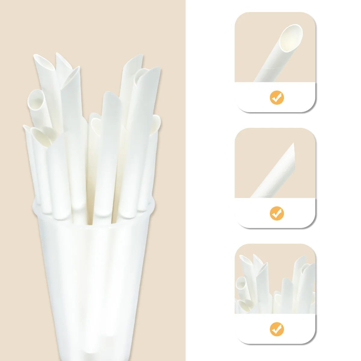 12mm*190mm 100p+6*197mm 200p White Paper Straws Biodegradable Disposable Party Drinking Straws for Juices Shakes and Smoothies