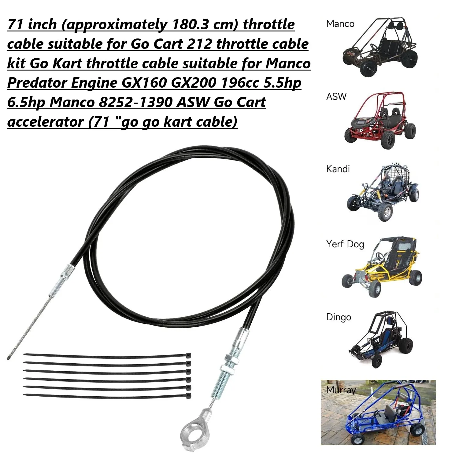 

Motorcycle accessories go kart length 71 "inch with ring throttle cable cable cable 71" cable