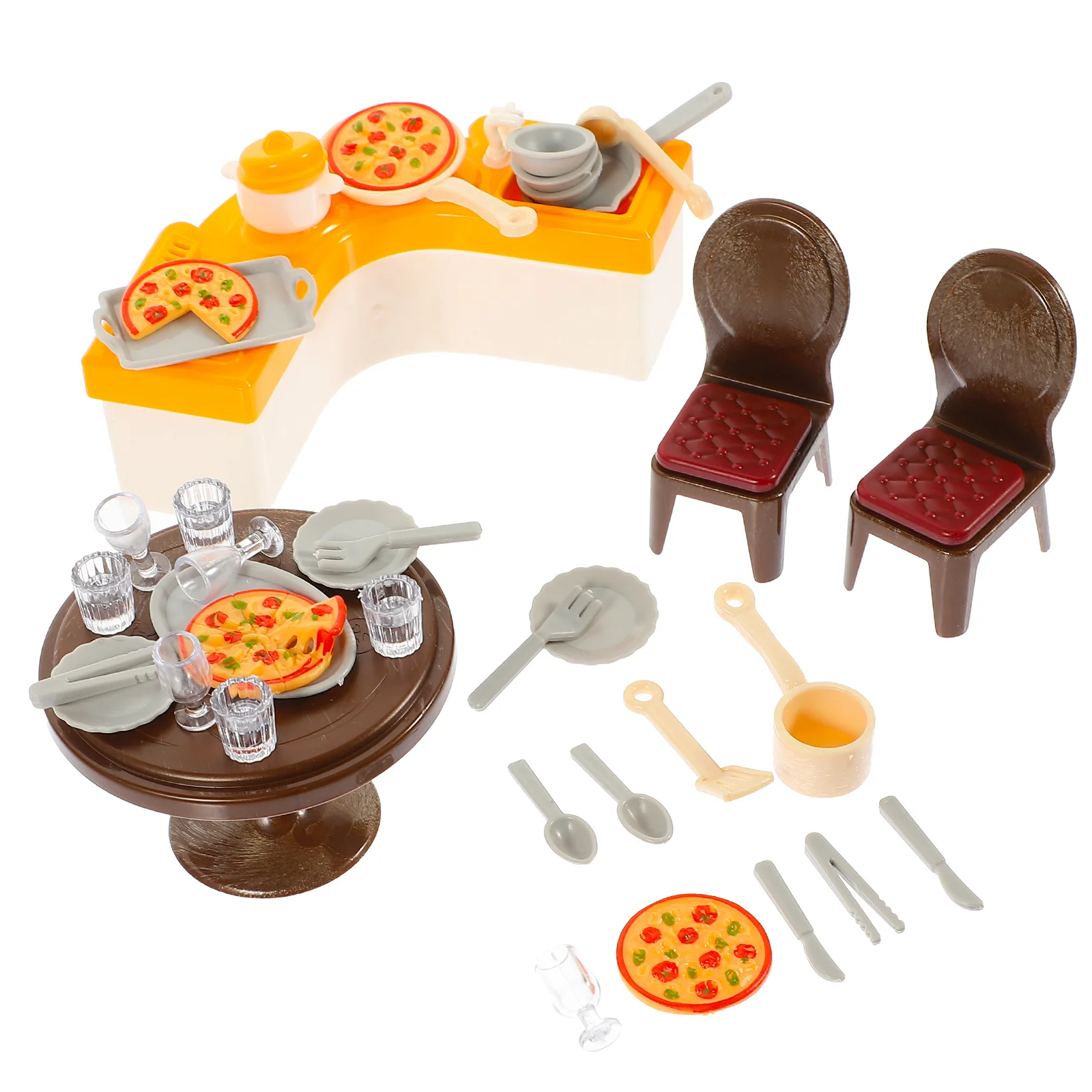 1세트 미니어처 주방 장면 미니 하우스 액세서리 고급 시뮬레이션 사실적인 색상 놀이용 미니 주방 세트