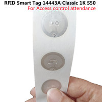 10pcs RFID 13.56MHz Smart Tag 14443A MF F08 Classic 1K  S50 Wet Inlay Sticker Lable  Andriod NFC Tags For Access Control System