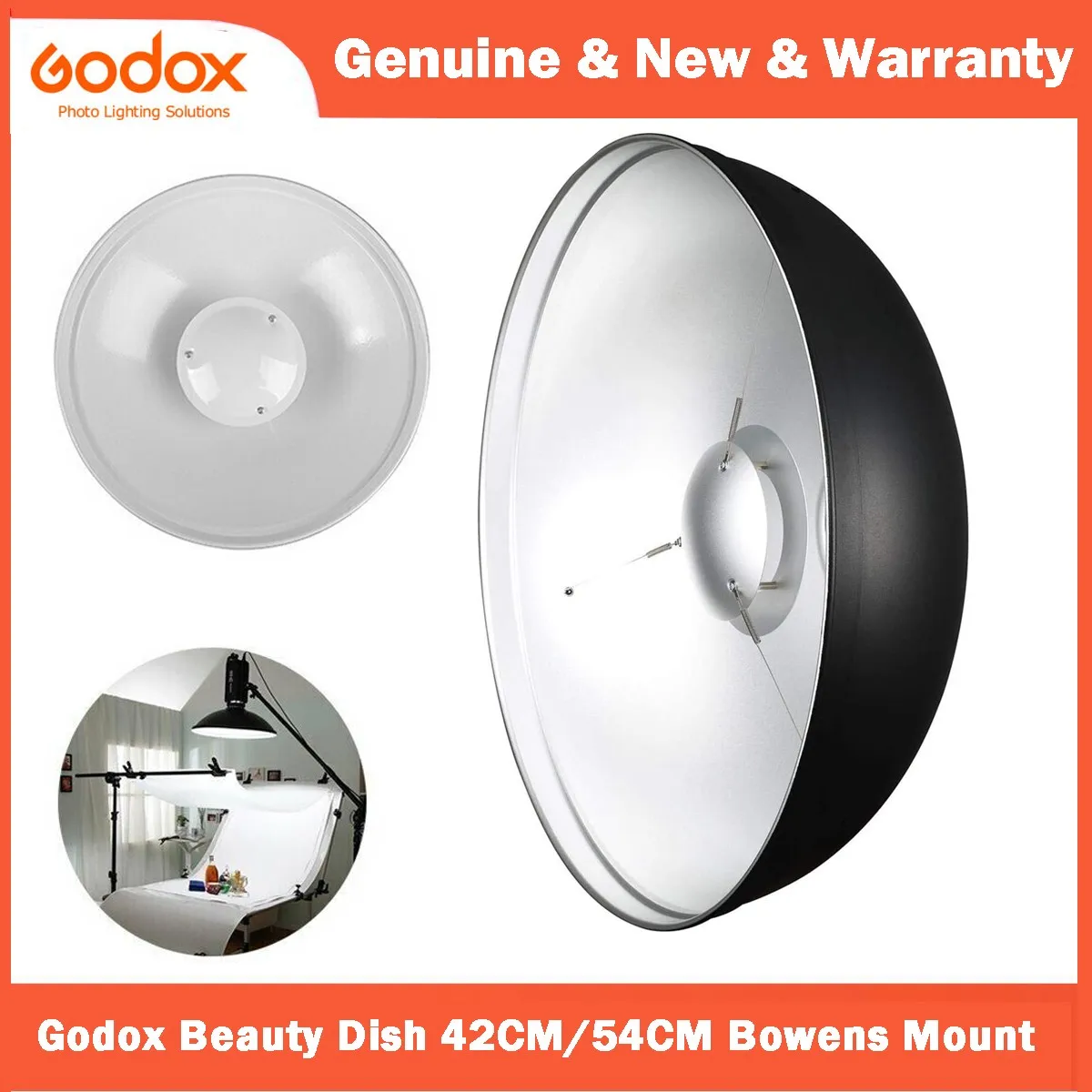 

Godox BDR-W Beauty Dish 42CM 16" 55CM 21" Bowens Mount Standard Reflector with Soft Light Cloth For Studio Flash Light