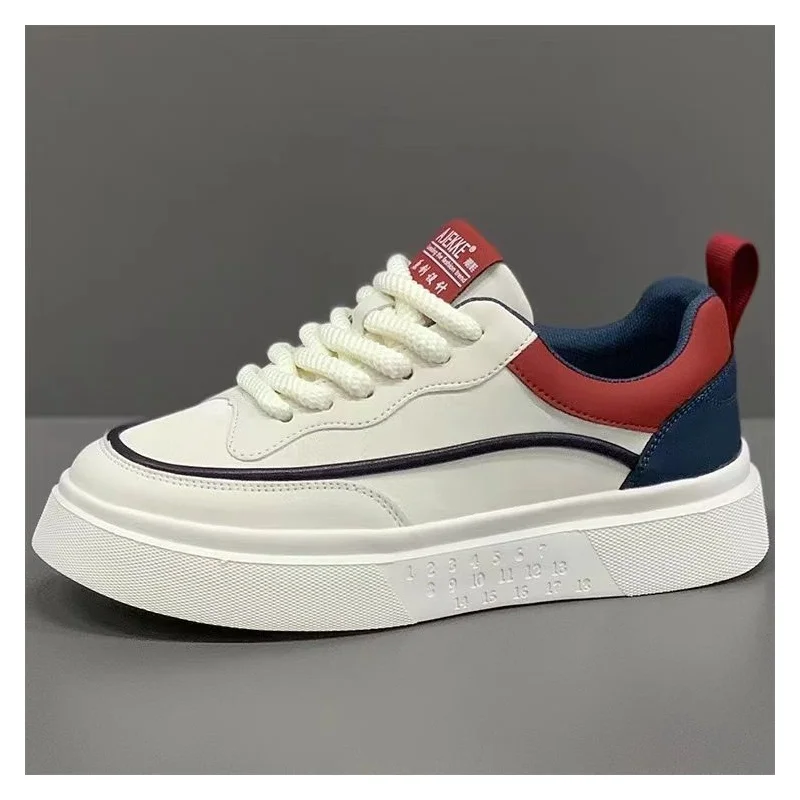 Men's Shoes New Fashion Breathable Casual Comfortable Sports Outdoor Leather Sneakers Lace-Up Thick Sole Casual Walking Shoes
