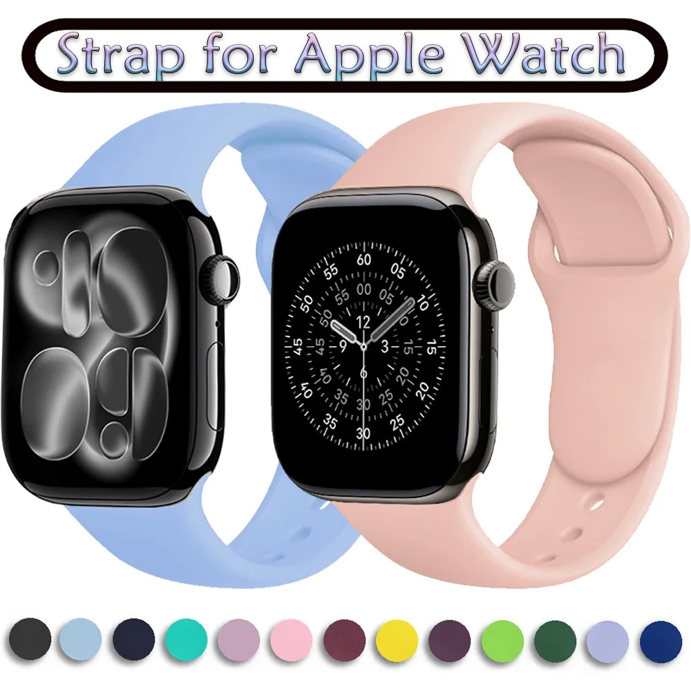 حزام سيليكون لساعة أبل باند 46 مللي متر 45 مللي متر 41 مللي متر 49 مللي متر 44 مللي متر 40 مللي متر 42 مللي متر معصمه iWatch سلسلة 11 10 9 8 7 6 5 4 SE3 الترا حزام