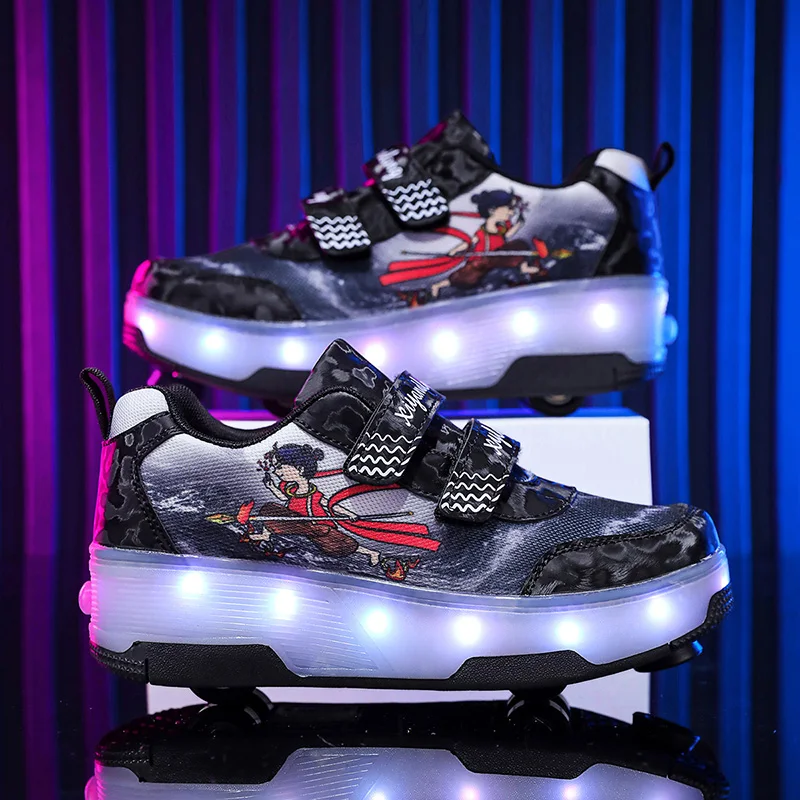 

Children's Skates Fashion High-quality Four-wheeled Skates With Brakes For Boys And Girls Size 29-40 Children's Sports Shoes