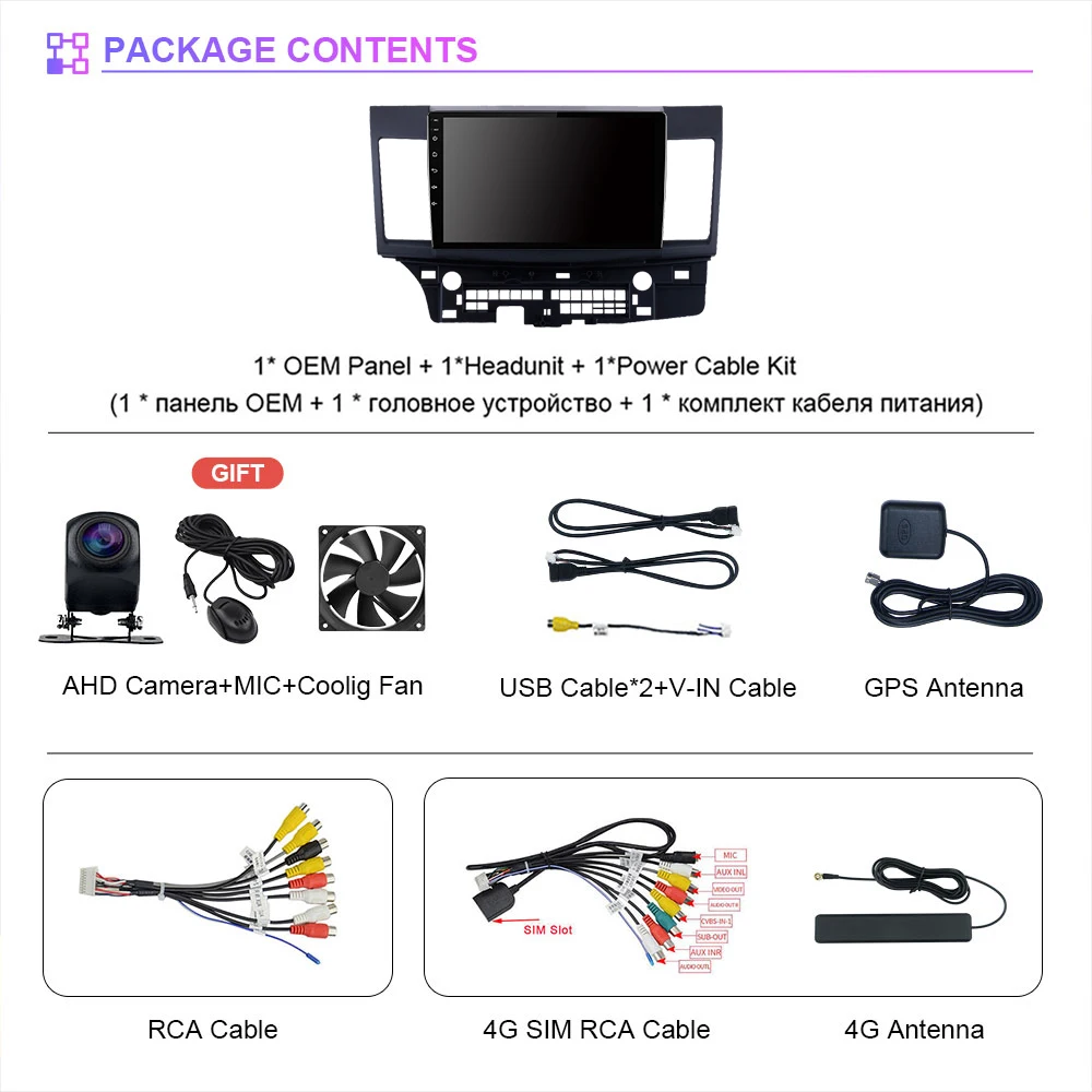 Android 16 Carplay Auto Car Radio Multimedia Player For Mitsubishi Lancer 10 2007-2013 2K Screen steering wheel control Video