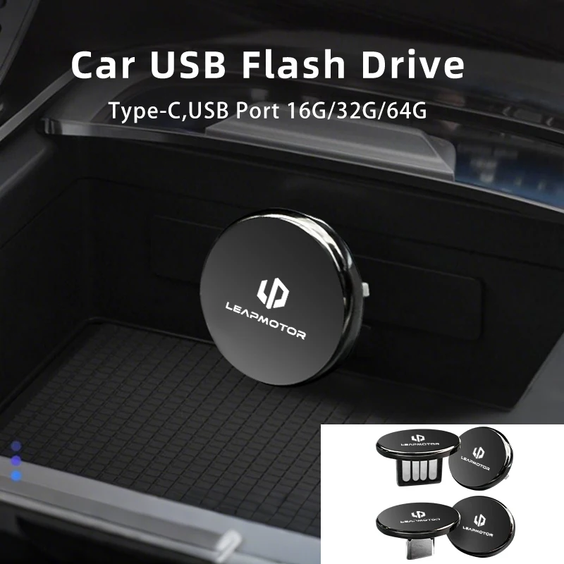 16GB/32GB/64GB Mini Car U Disk Flash Type-C/USB Drive Memory Stick Accessories For Leapmotor T03 S01 C11 C01 C10 Leap Motor