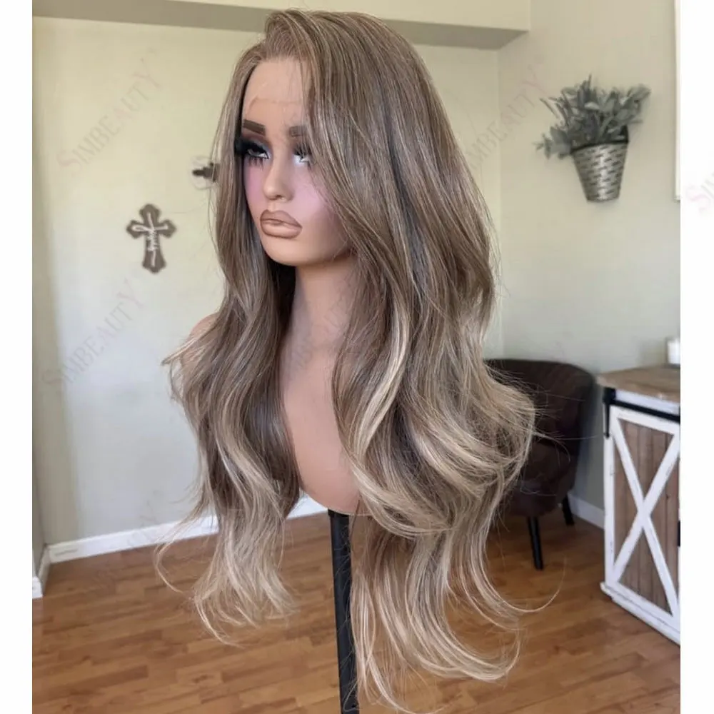 

Slightly Wave 13x6 Transparent Lace Human Hair Wig for Women Balayage Color Glueless European Remy Human Hair Full Lace Wigs