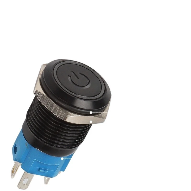 For 12/16/19/22MM Oxide Black Metal Button Switch, Self-reset Computer Power Supply Modification Button