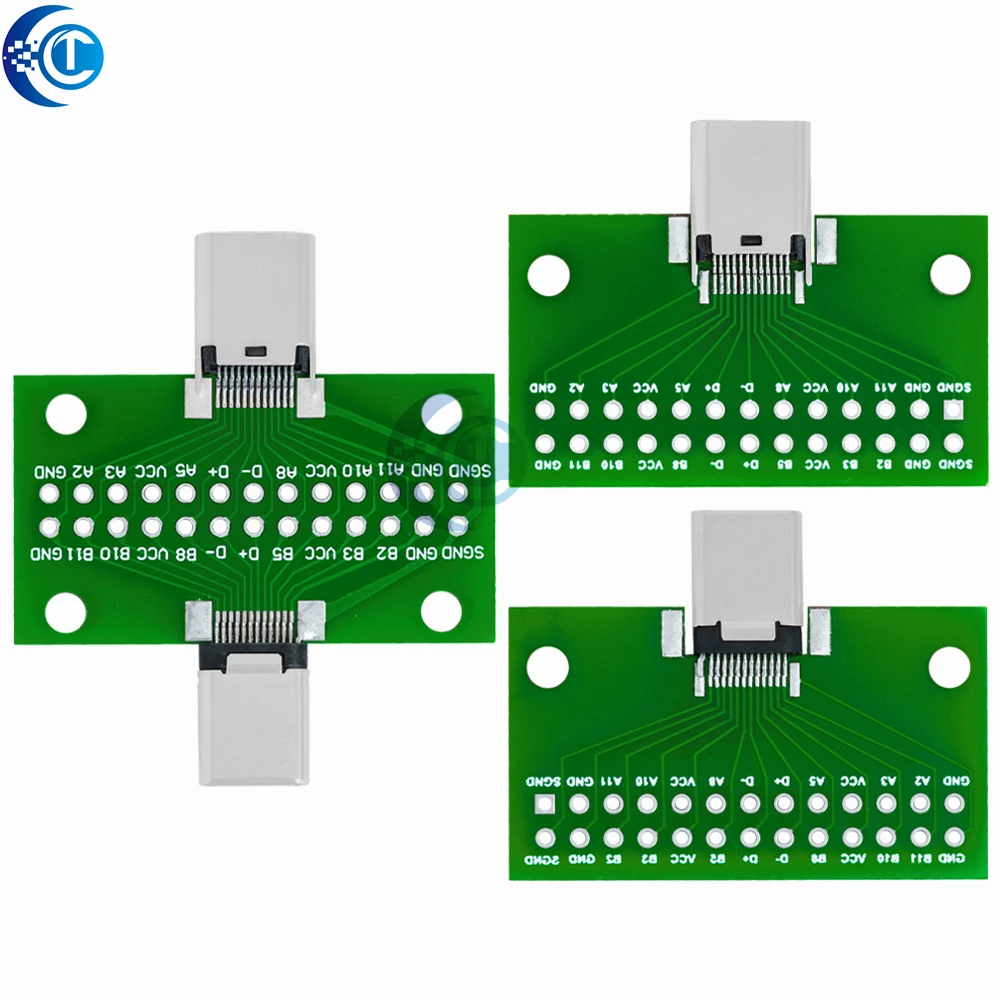 Type-C Male to Female USB 3.1 Test PCB Board Adapter Type C 24P 2.54mm Connector Socket For Data Line Wire Cable Transfer