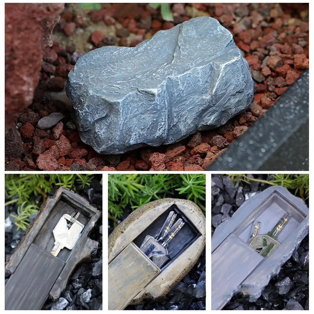 Outdoor Rock Hide A Key Garden Key Safe Box Hidden In Stone Safety Rock Storage Box For Home RV Emergency Spare Key U8F1