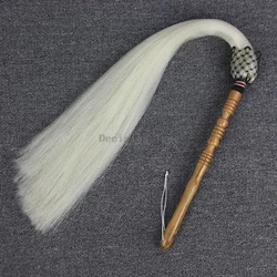 2024 new chinese traditional retro style whisk tai chi whisk real horsetail tai chi martial arts wushu accessory different size