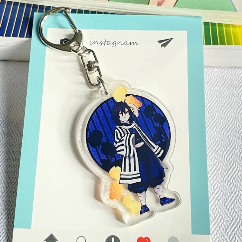 

Demon Slayer Cartoon Acrylic Keychain Iguro Obanai Anime Action Figures Doll Kawaii Key Backpack Decoration Cute Christmas Gifts