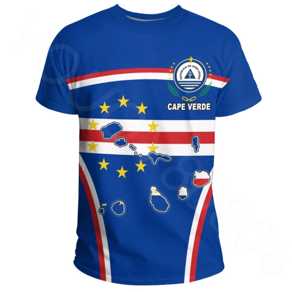 

Cape Verde Country Flag 3D Printing High Quality T Shirt Summer Round Neck Short Sleeve T Shirt Men Ladies Casual