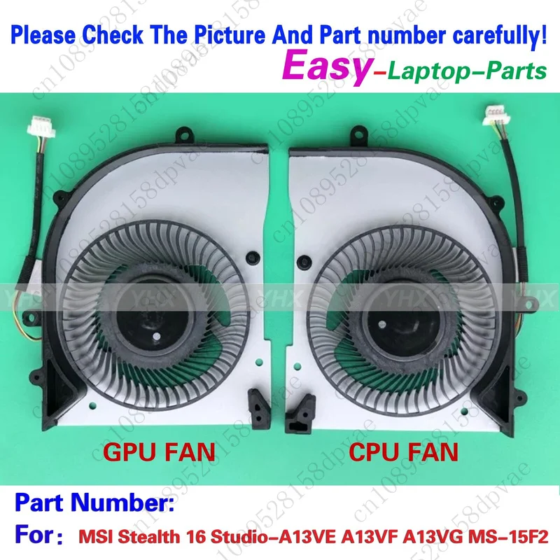 

GYX New For MSI Stealth 16 Studio-A13VE A13VF A13VG MS-15F2 CPU+GPU FAN R+L Fast delivery