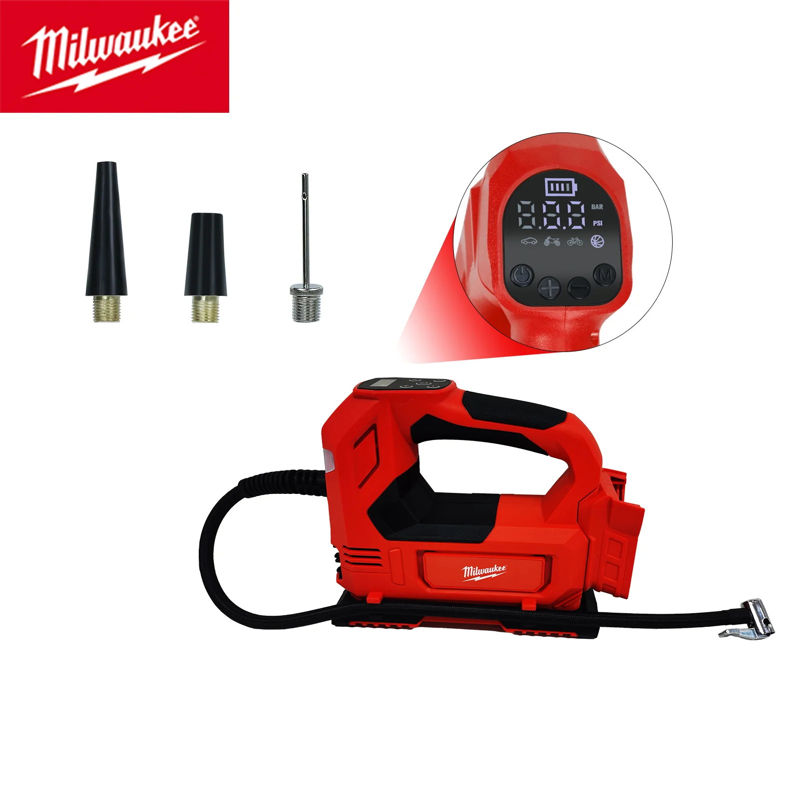 Milwaukee Tire Inflator Air Compressor for Milwaukee 18V Battery 150PSI Cordless Electric Air Pump with Digital Pressure Gauge