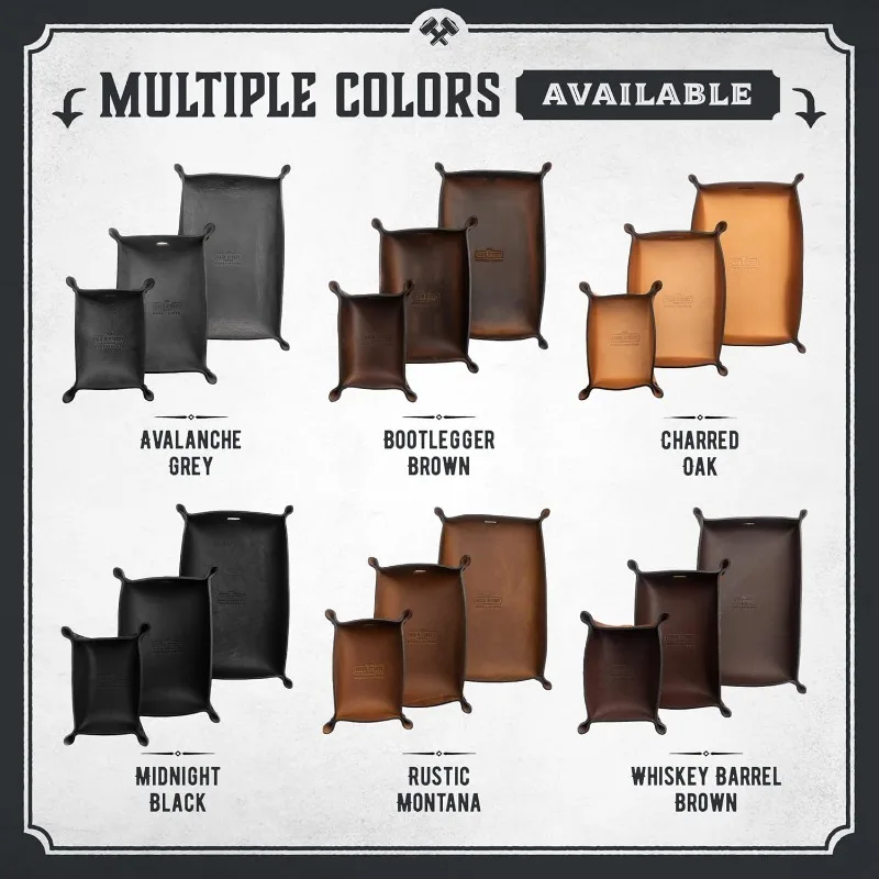 ถาดหนัง Valet สําหรับผู้ชาย |   ผลิตในสหรัฐอเมริกา |   ถาดถ่ายโอน EDC สําหรับกุญแจ โทรศัพท์ กระเป๋าสตางค์ |   จับถาดกุญแจทั้งหมด