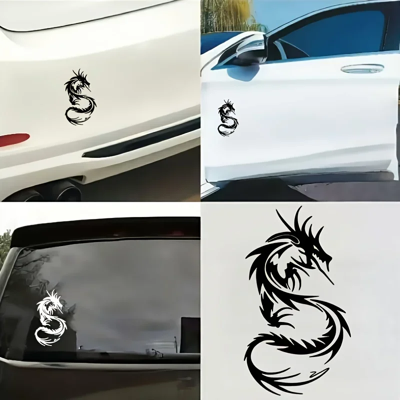 

1 шт., наклейка с драконом, черно-белый узор, клейкая наклейка для автомобиля, мотоцикла, окна, кузова, декоративная