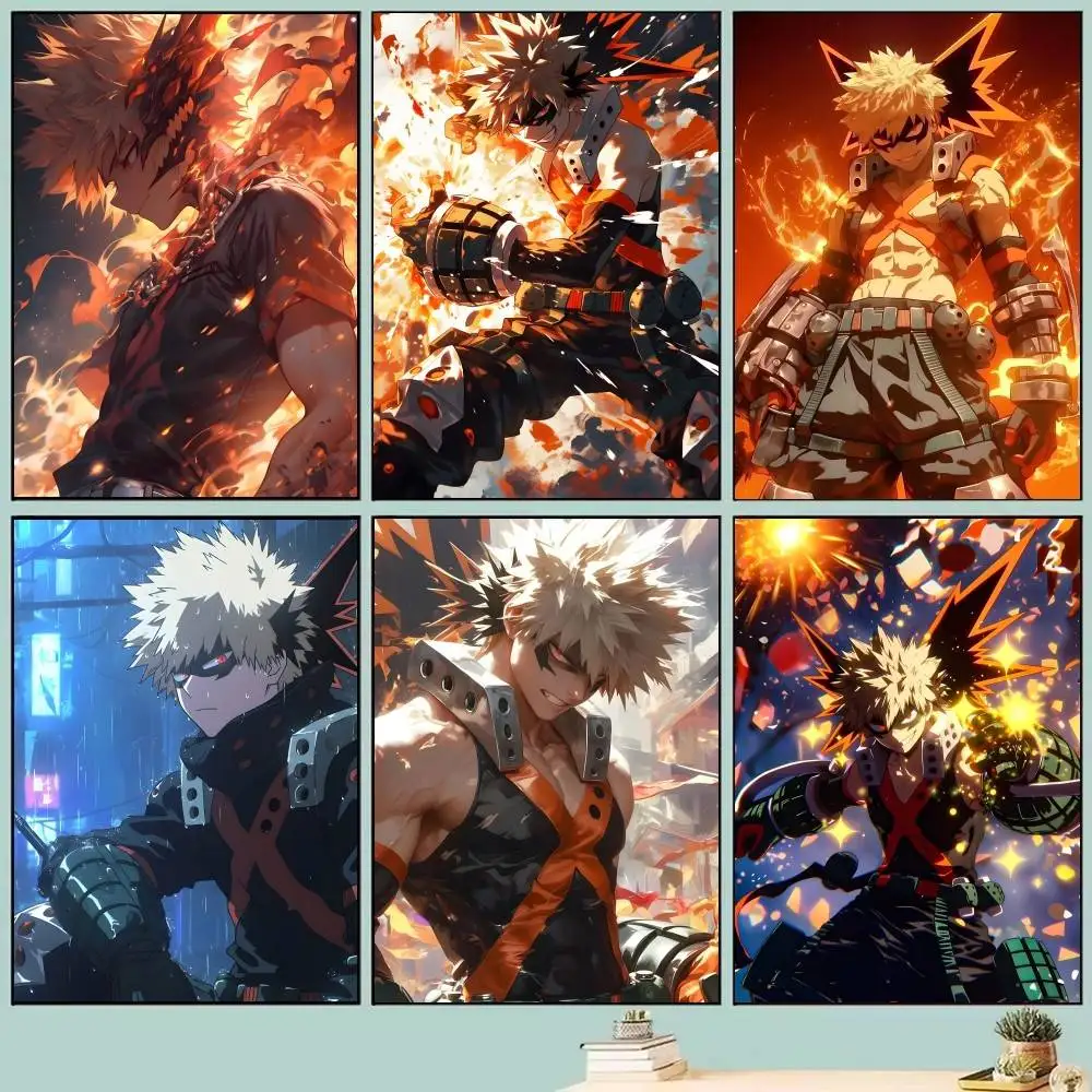 B-Bakugō Katsuki Anime Posters Self Adhesive Waterproof Ideal For Living Room Bedroom Bar Decoration
