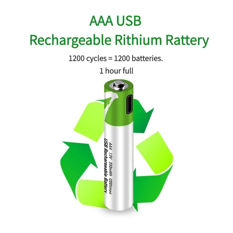 1.5V 550mWh AAA Mirco Rechargeable Battery Toys Remote Controller Lithium Pilha USB Recarregavel аккумулятор