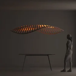 Bamboo Pendant Light Nordic Minimalist Wabi Sabi Wood Suspension Luminaire Cafe Dining Room Light Decor Kitchen Island Lighting