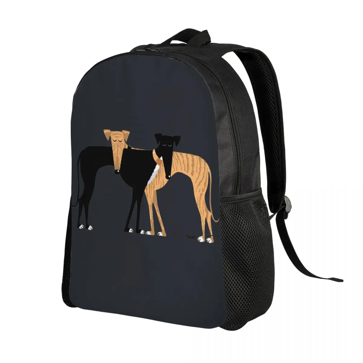 Custom Greyhound Dog Backpack for Women Men School College Student Bookbag Fits 15 Inch Laptop Head Rest Brindle Hound Bags