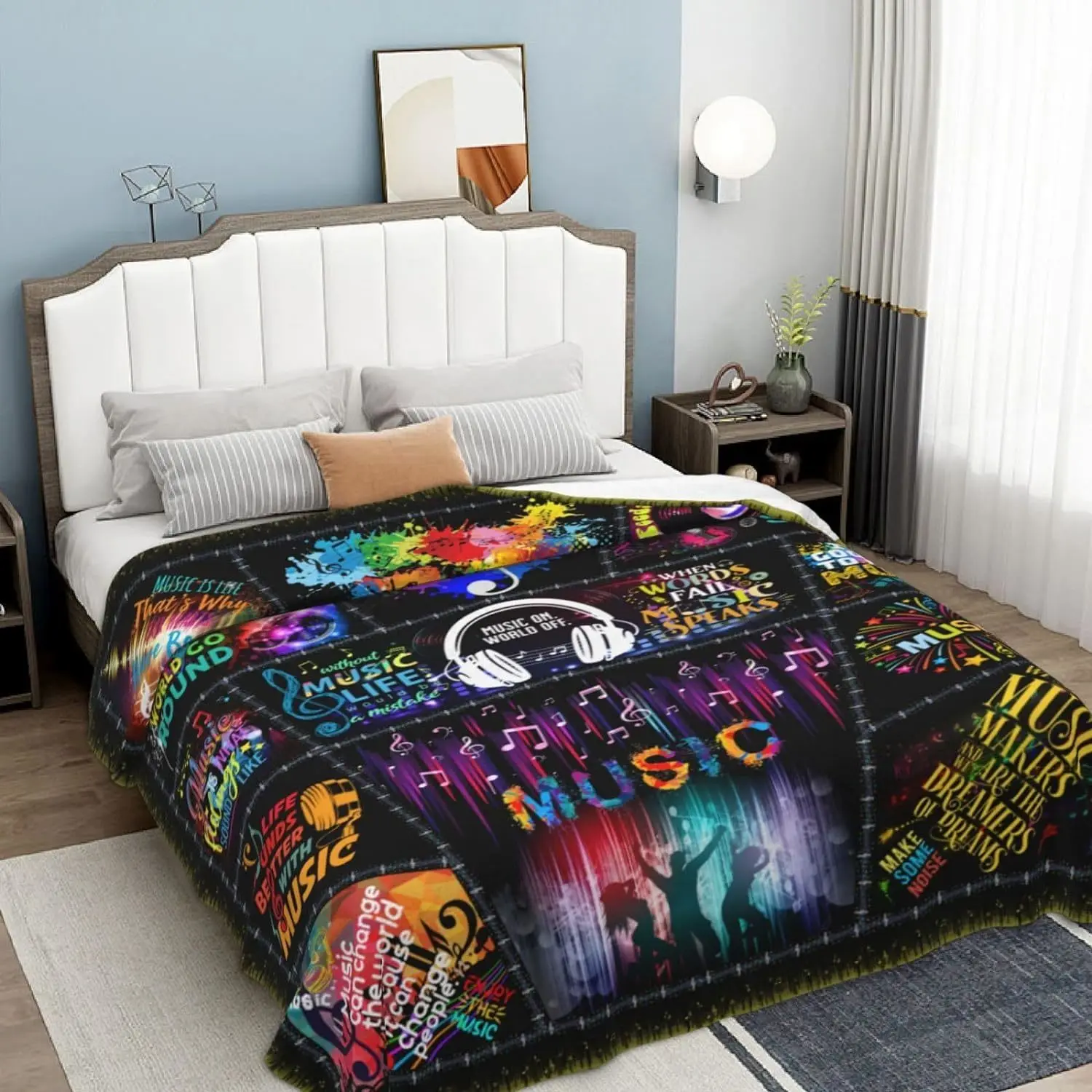 Customized blankets, music notebook blankets, gifts for music enthusiasts, music decoration blankets, soft flange blankets