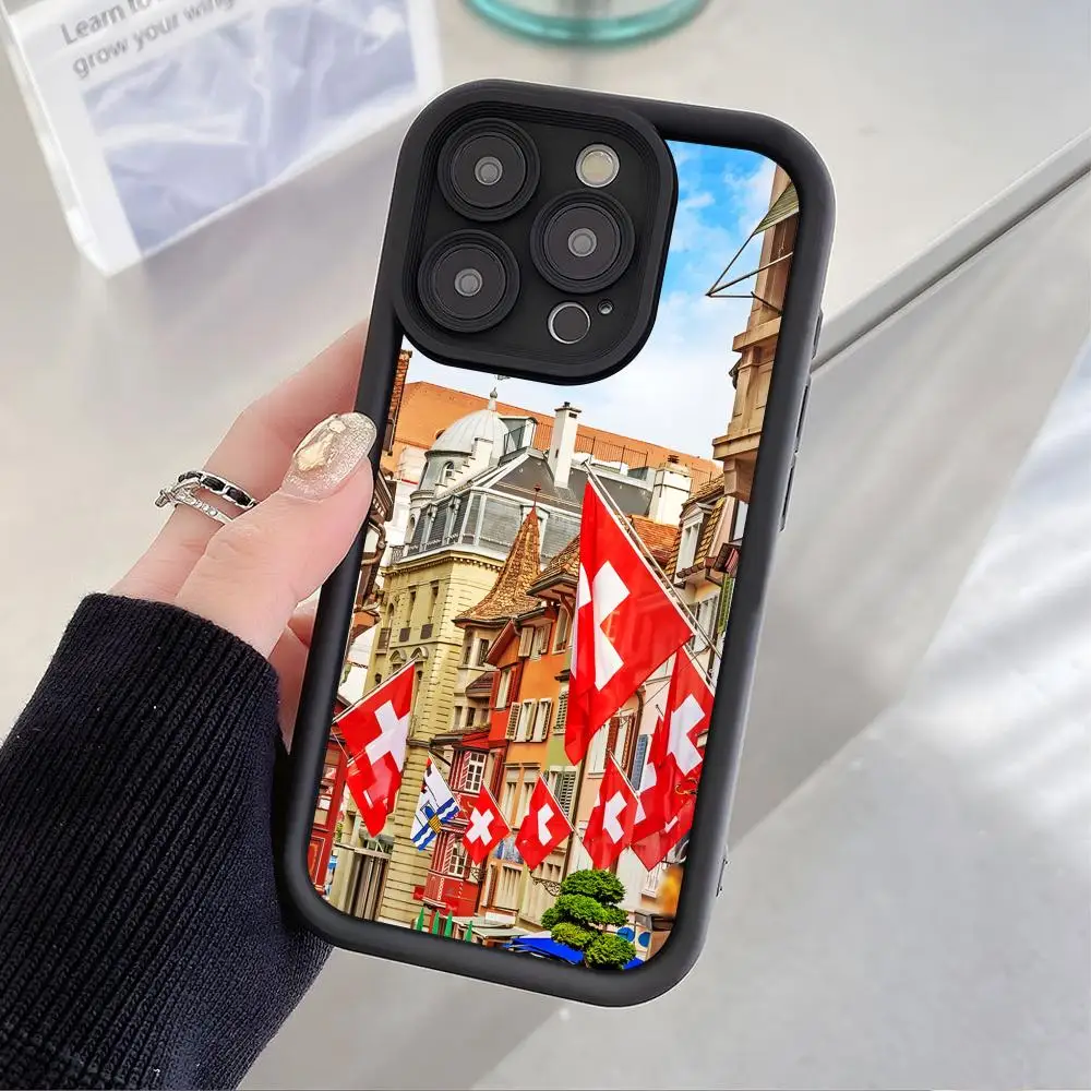 

Чехол для мобильного телефона с флагом Швейцарии для iPhone 17, 16, 15, 14, 13, 12, 11 Air Pro Max Plus, утолщенный цветной чехол из ТПУ, красивый чехол