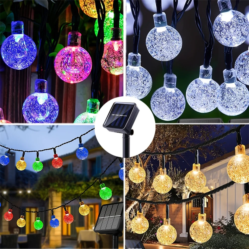 Solar Powered Bubble Ball String Lights 8 Modes Perfect for Holiday season Autumn Festival Day of the Dead Thanksgiving Weddings