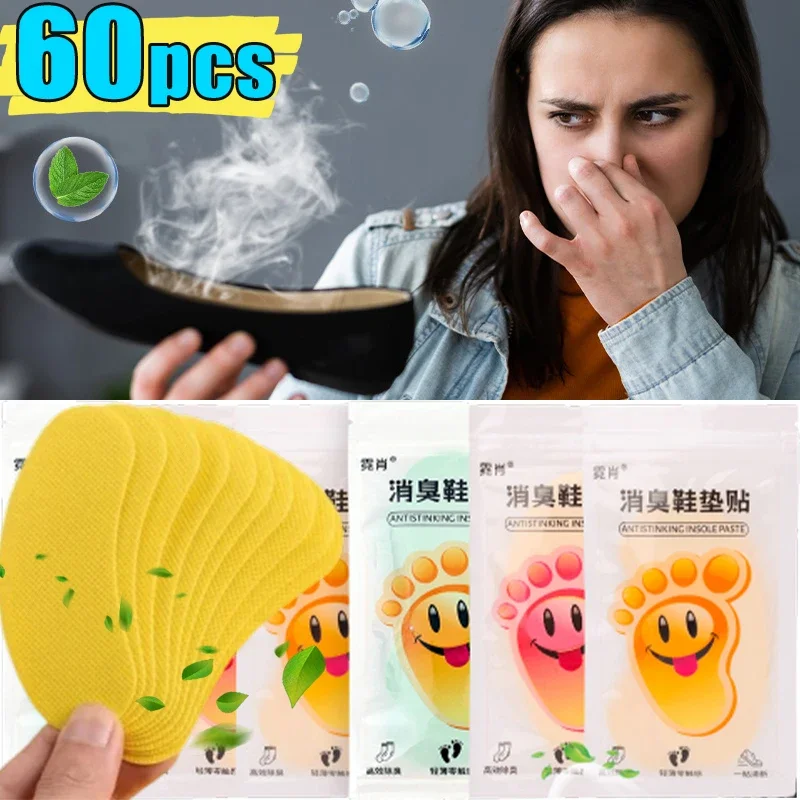 12/60pcs Shoes Deodorant Sticker Deodorant Foot Odor Deodorants Sneaker Smell Fresh Fruity Aroma Insole Sterilization Stickers