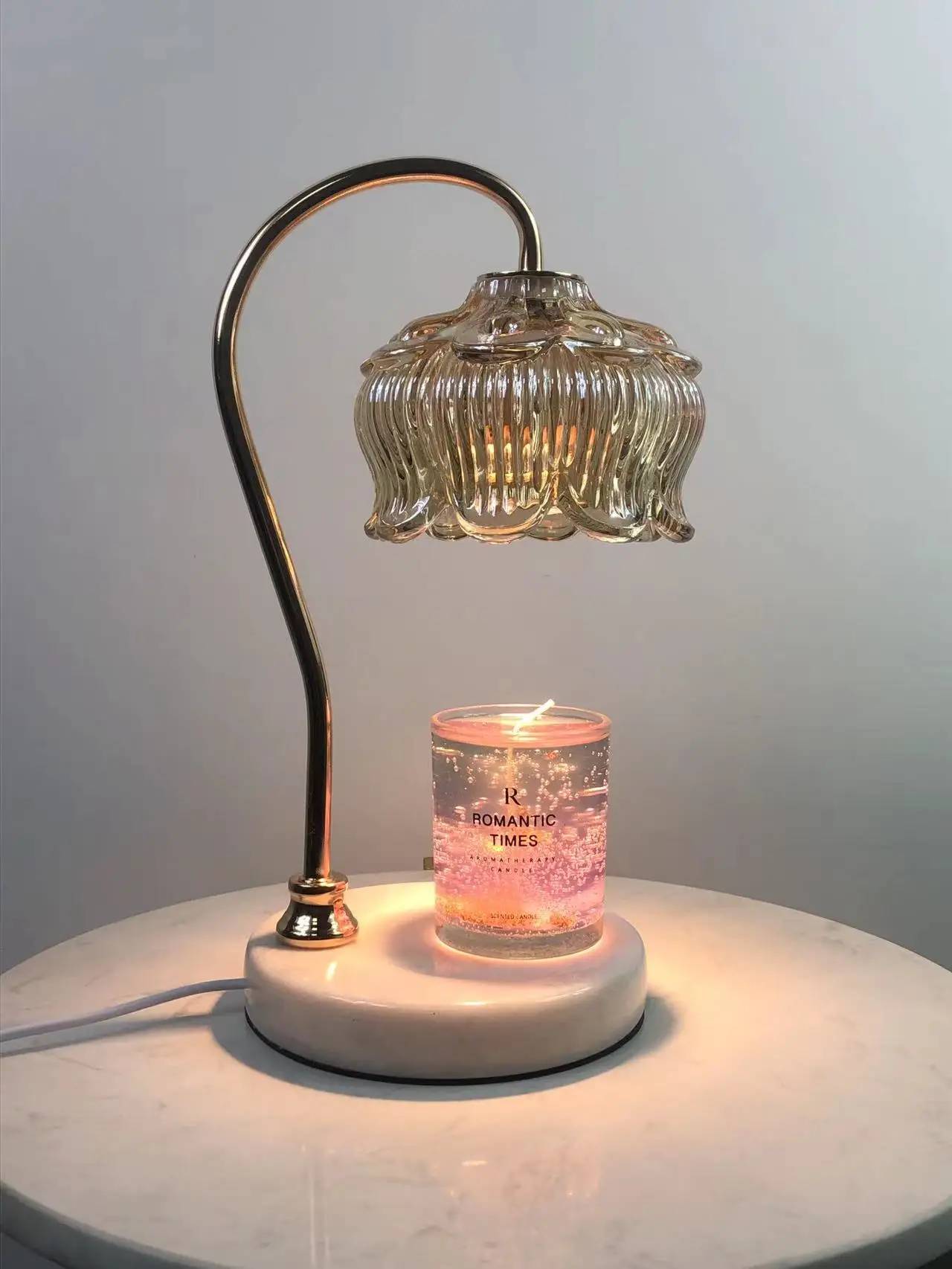 

Fragrance melting wax lamp lily of the valley melting candle crystal table lamp dimmable marble fragrance lamp