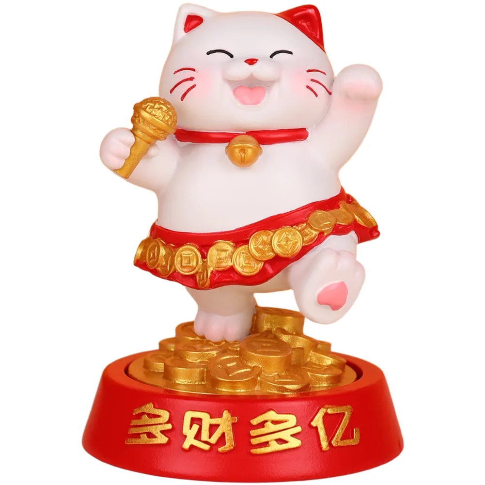 

Compact and Interactive Resin Fortune Cat Figurine with Symbols Rotating Desktop Decor for Office For Home or Car