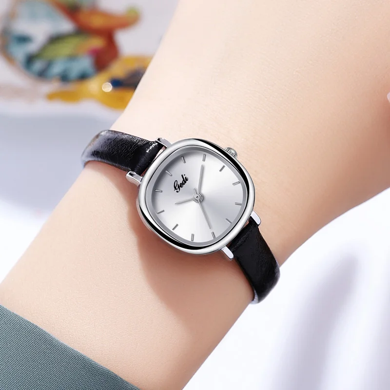 Korean simple small plate women's watch niche leather belt student exam watch quartz waterproof ladies watch