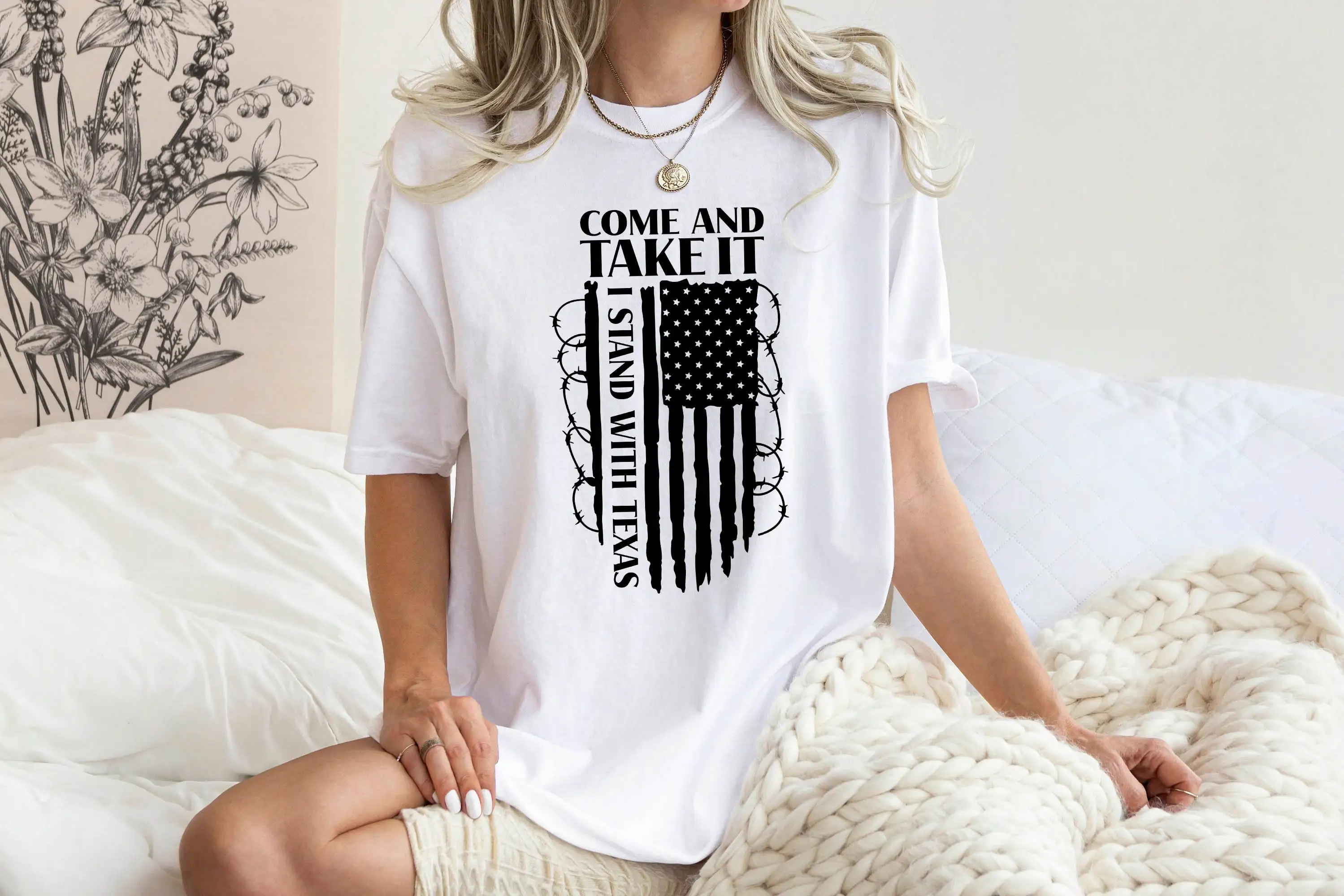 Come Take IT T Shirt Comfort Colors Texas Texan Support And Barbed Wire Patriotic