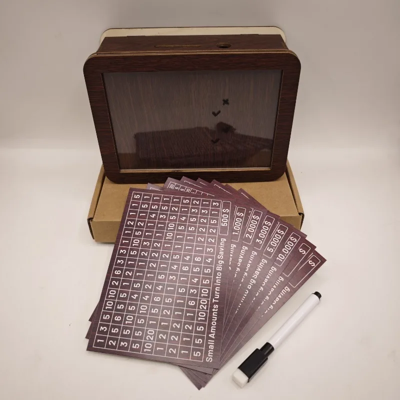 

Современная коричневая деревянная копилка со стойкой - прочная коробка для экономии, подходящая для портативной мелочи с экономичными целями.