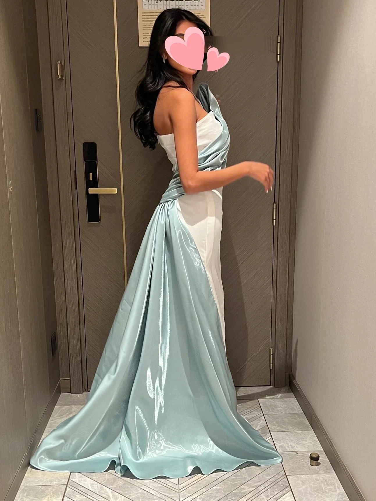 Other Shore Elegant Vintage Sweet Green Shiny Satin One Shoulder Customize Formal Occasion Prom Dress Evening Party Gowns