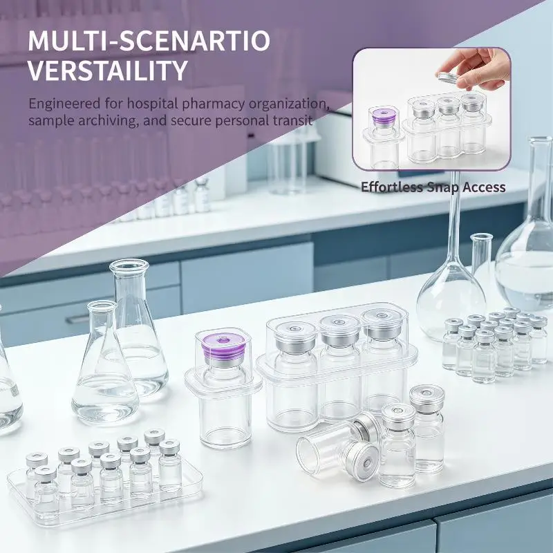 1/5/10Pcs Mini Transparent Peptide Storage Case Vial Stackable Refrigerator Storage Box 3mL Vial Storage Case For Lab & Home Use
