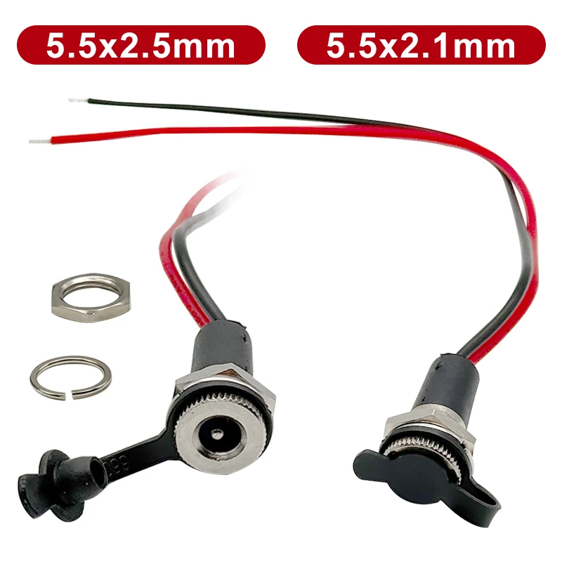 

5PCS IP68 Waterproof DC Power Socket 5.5 X 2.1MM 5521/5525 Female Jack Panel Mount Solder Connector Adapter with Nut Snap